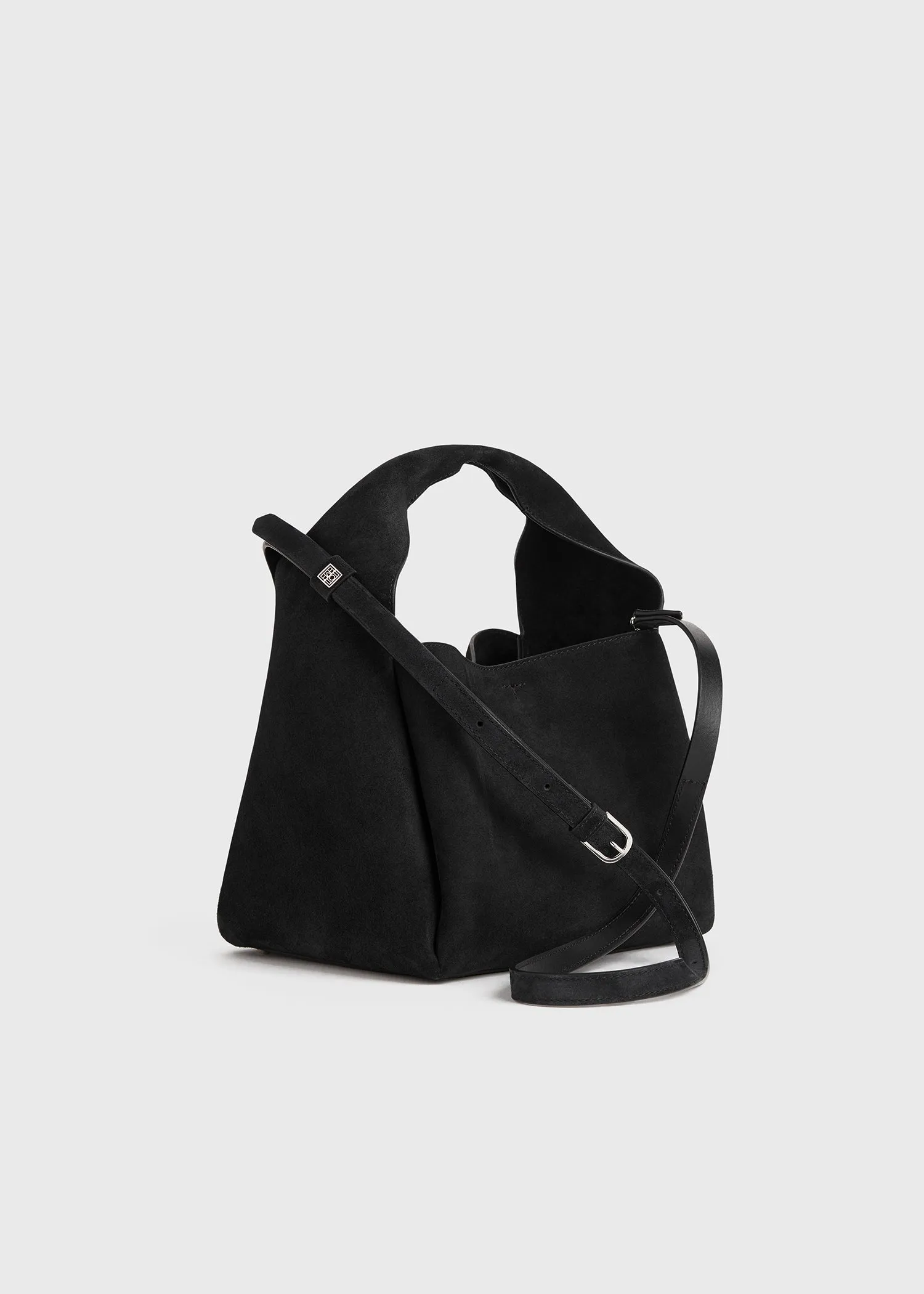 Suede bucket bag black