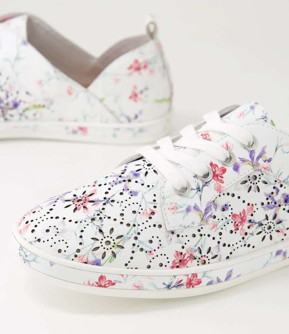 SUPERSOFT Alexis White Orchid Leather Sneakers