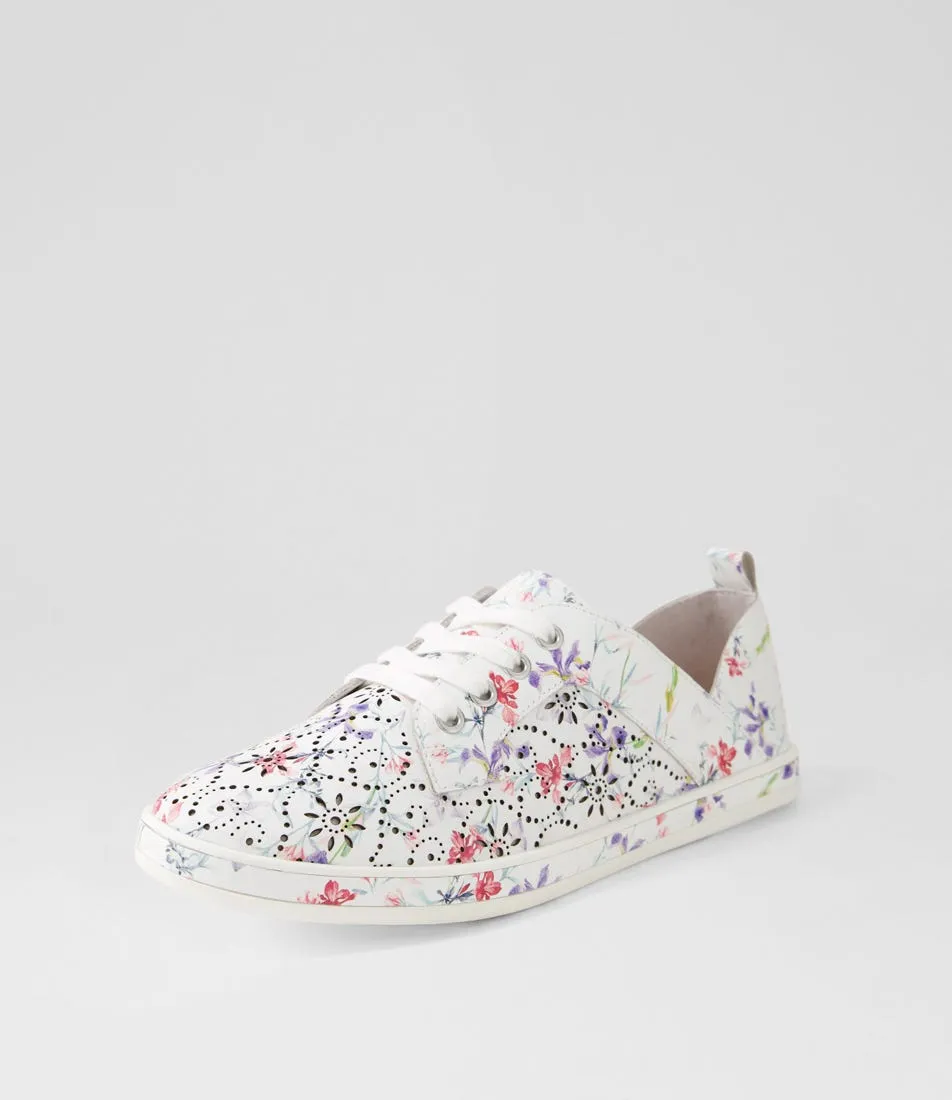 SUPERSOFT Alexis White Orchid Leather Sneakers