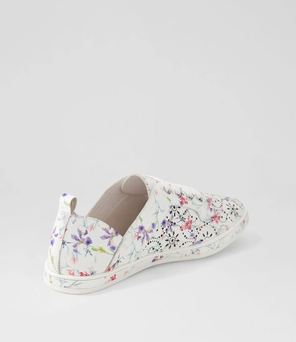 SUPERSOFT Alexis White Orchid Leather Sneakers