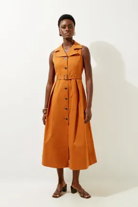 Tall Halter Neck Belted Full Skirted Shirt Dress | Karen Millen