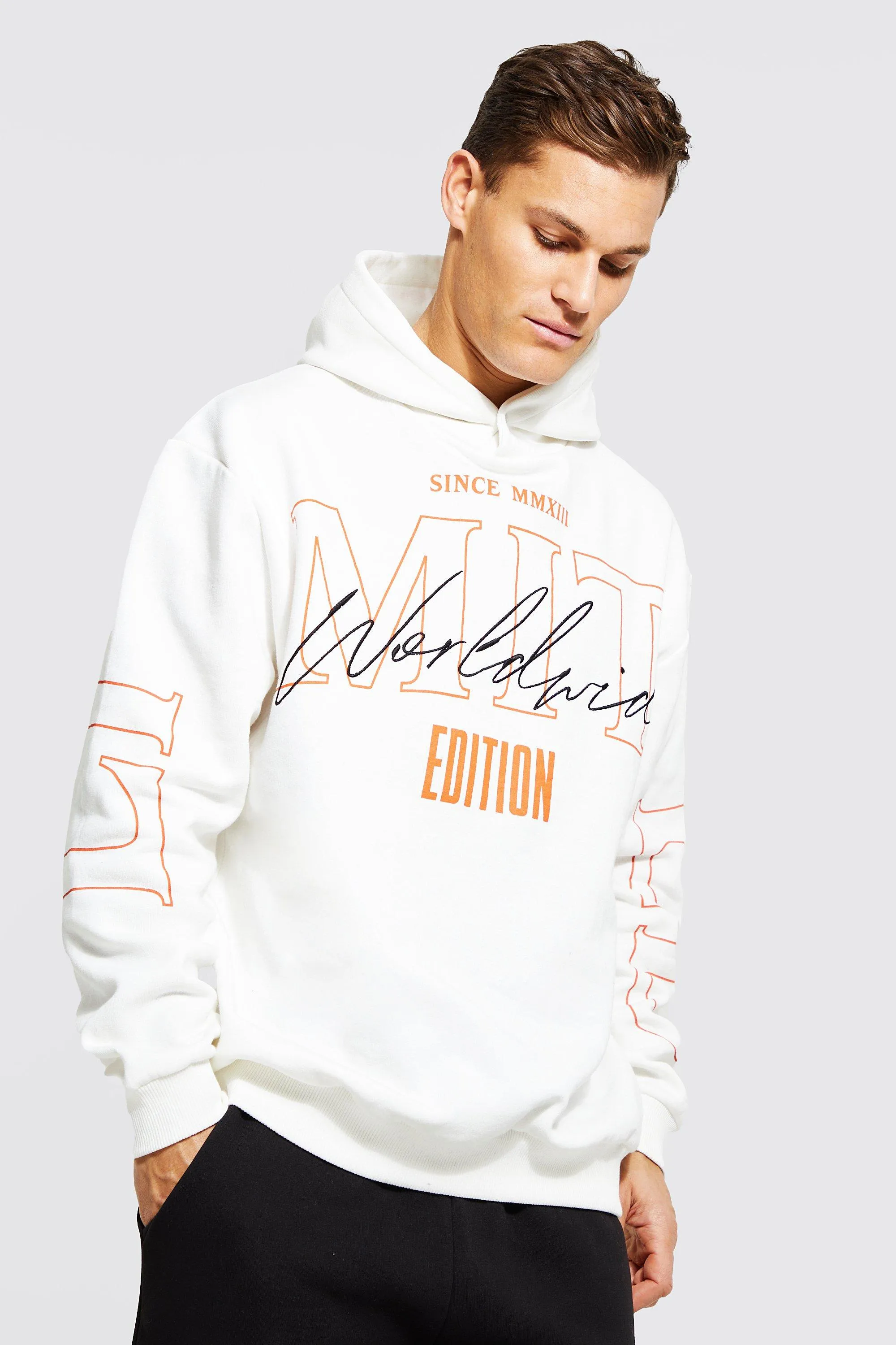Tall Oversized Limited Sleeve Print Hoodie