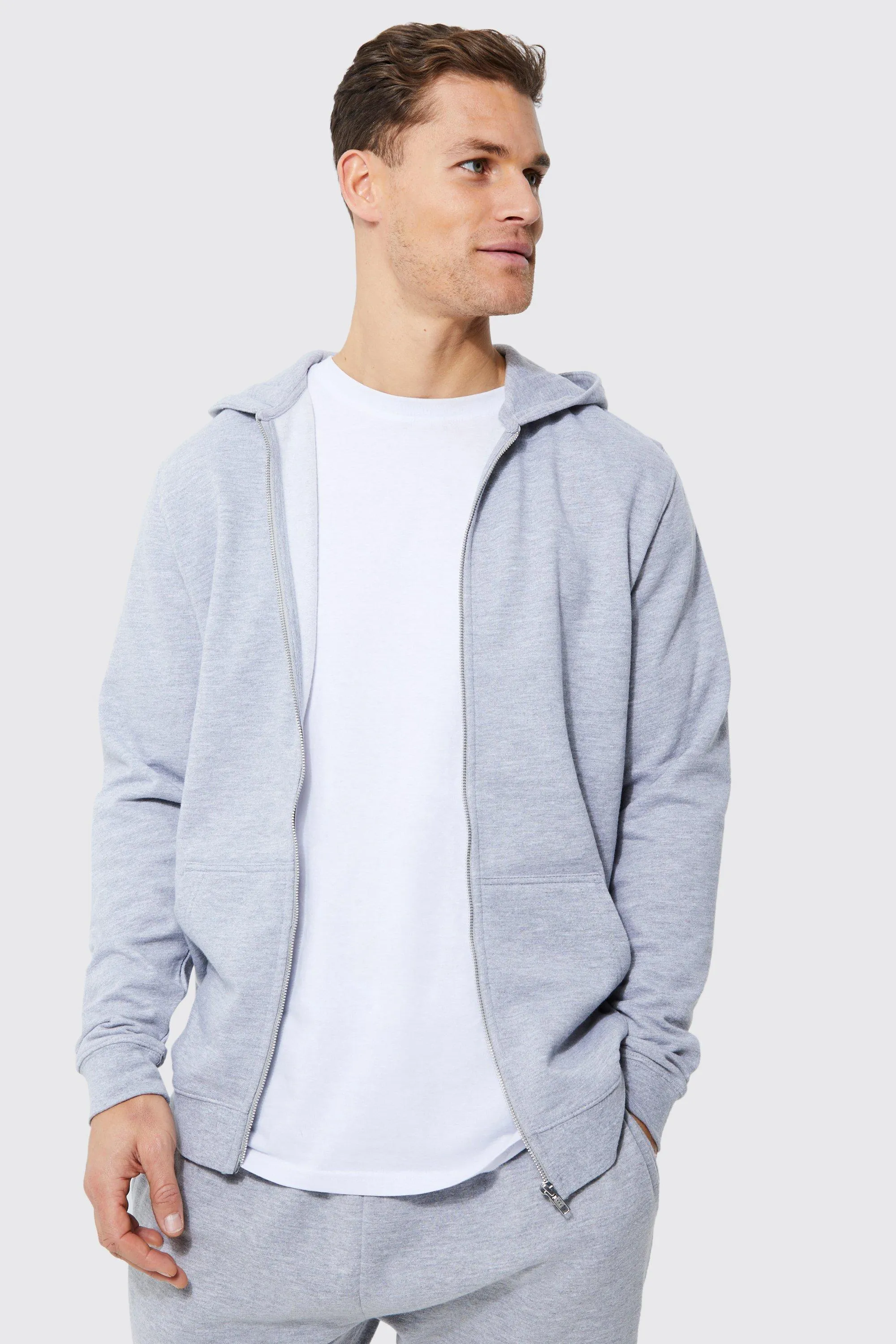 Tall Regular Fit Zip Through Hoodie | boohooMAN UK