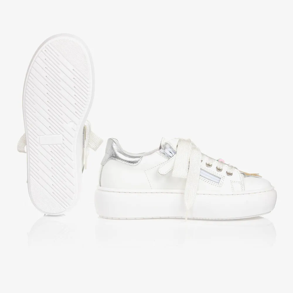 Teen Girls White Glitter Stars Trainers