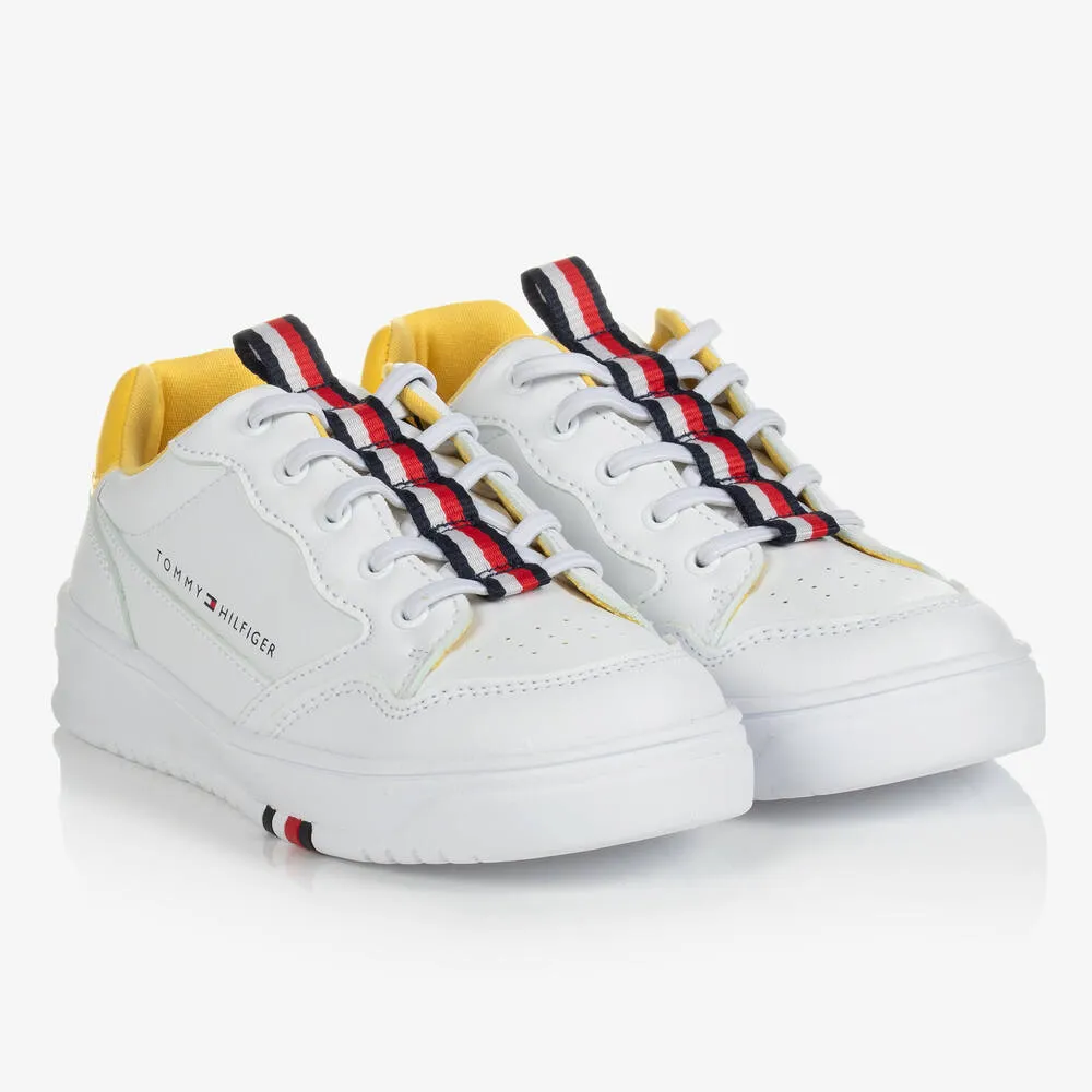 Teen White Faux Leather Logo Trainers