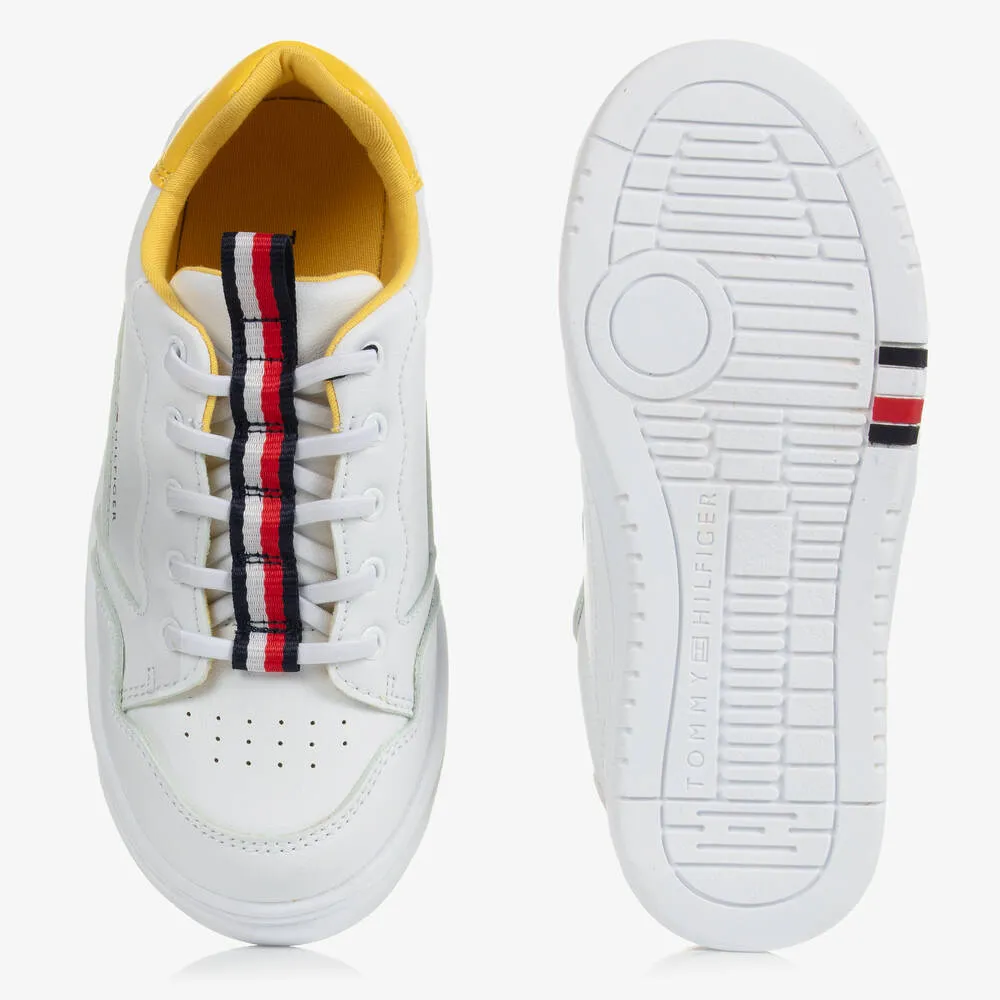 Teen White Faux Leather Logo Trainers