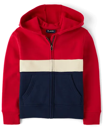 The Children's Place Boys Colorblock Fleece Zip Up Hoodie