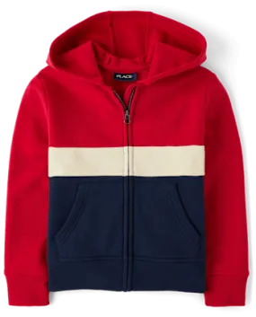 The Children's Place Boys Colorblock Fleece Zip Up Hoodie