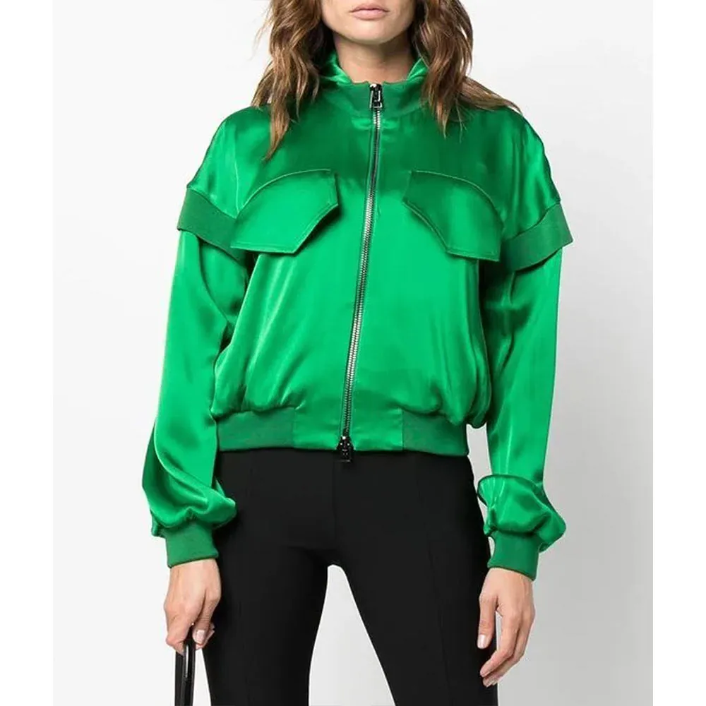 The Cleaning Lady Eva De Dominici Cropped Green Silk Jacket