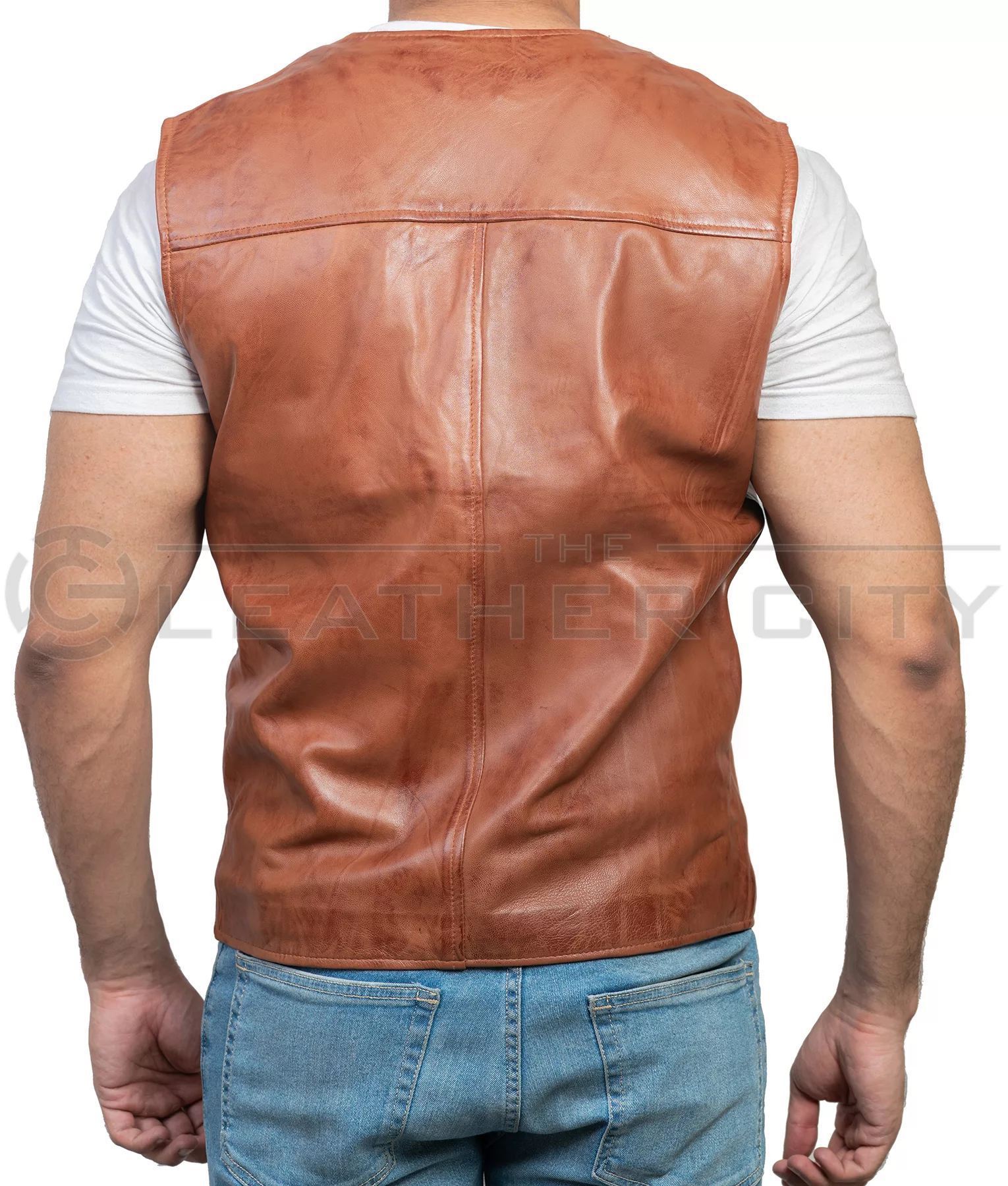 The Cowboys Wil Andersen (John Wayne) Distressed Brown Leather Vest