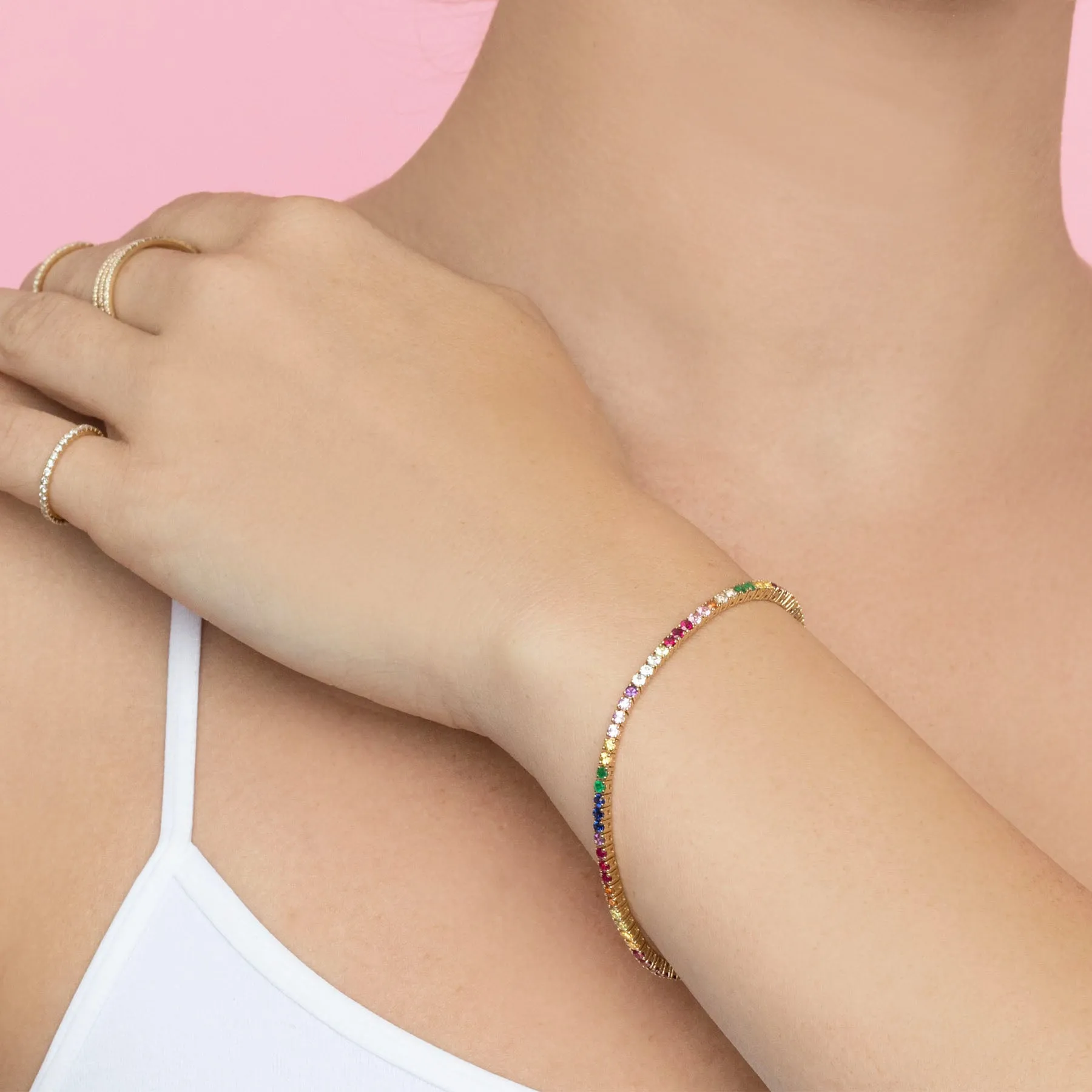 The Perfect Tennis Bracelet - Rainbow / 14k Yellow Gold