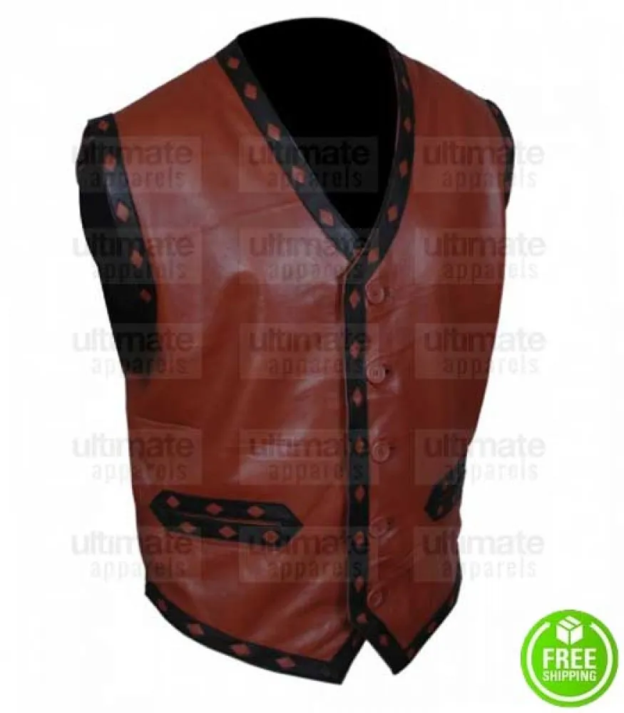 THE WARRIORS MICHAEL BECK (SWAN) BROWN LEATHER VEST