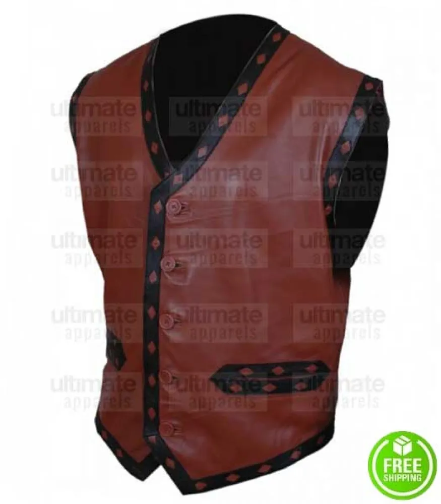 THE WARRIORS MICHAEL BECK (SWAN) BROWN LEATHER VEST