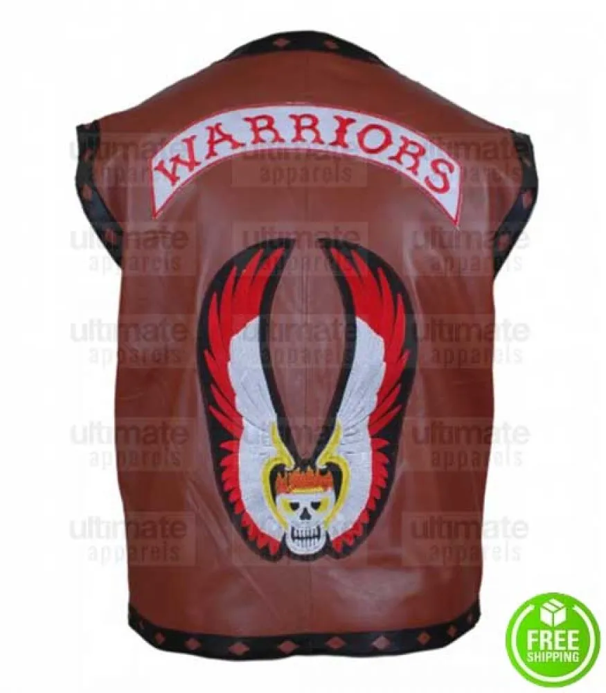 THE WARRIORS MICHAEL BECK (SWAN) BROWN LEATHER VEST