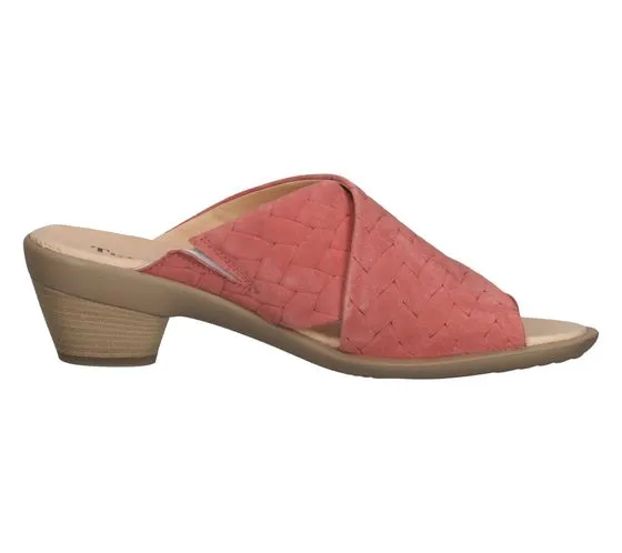 Think! Mules para mujer, sandalias de piel auténtica, pantuflas con aspecto trenzado, zapatos sin cordones 3-000594-5000 rosa