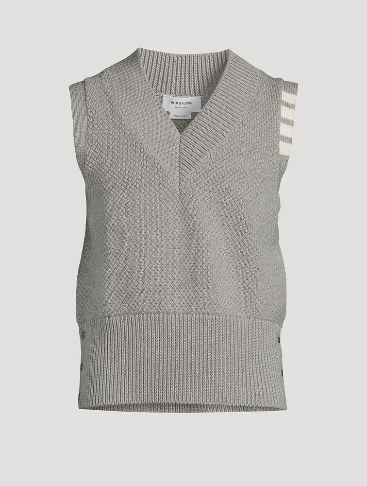 THOM BROWNE Seed Stitch Cotton Four-Bar Vest