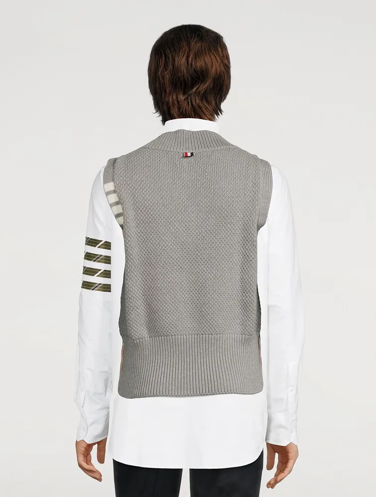 THOM BROWNE Seed Stitch Cotton Four-Bar Vest