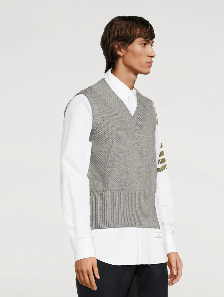 THOM BROWNE Seed Stitch Cotton Four-Bar Vest