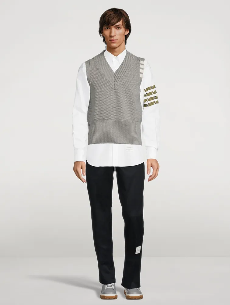 THOM BROWNE Seed Stitch Cotton Four-Bar Vest