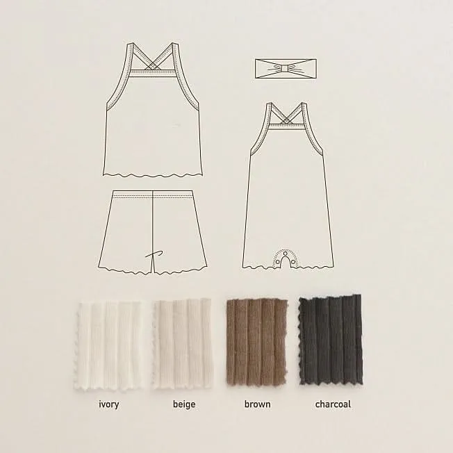 Toddler Ribbed Cami Tank Top and Shorts Set (1-2y)- Charcoal