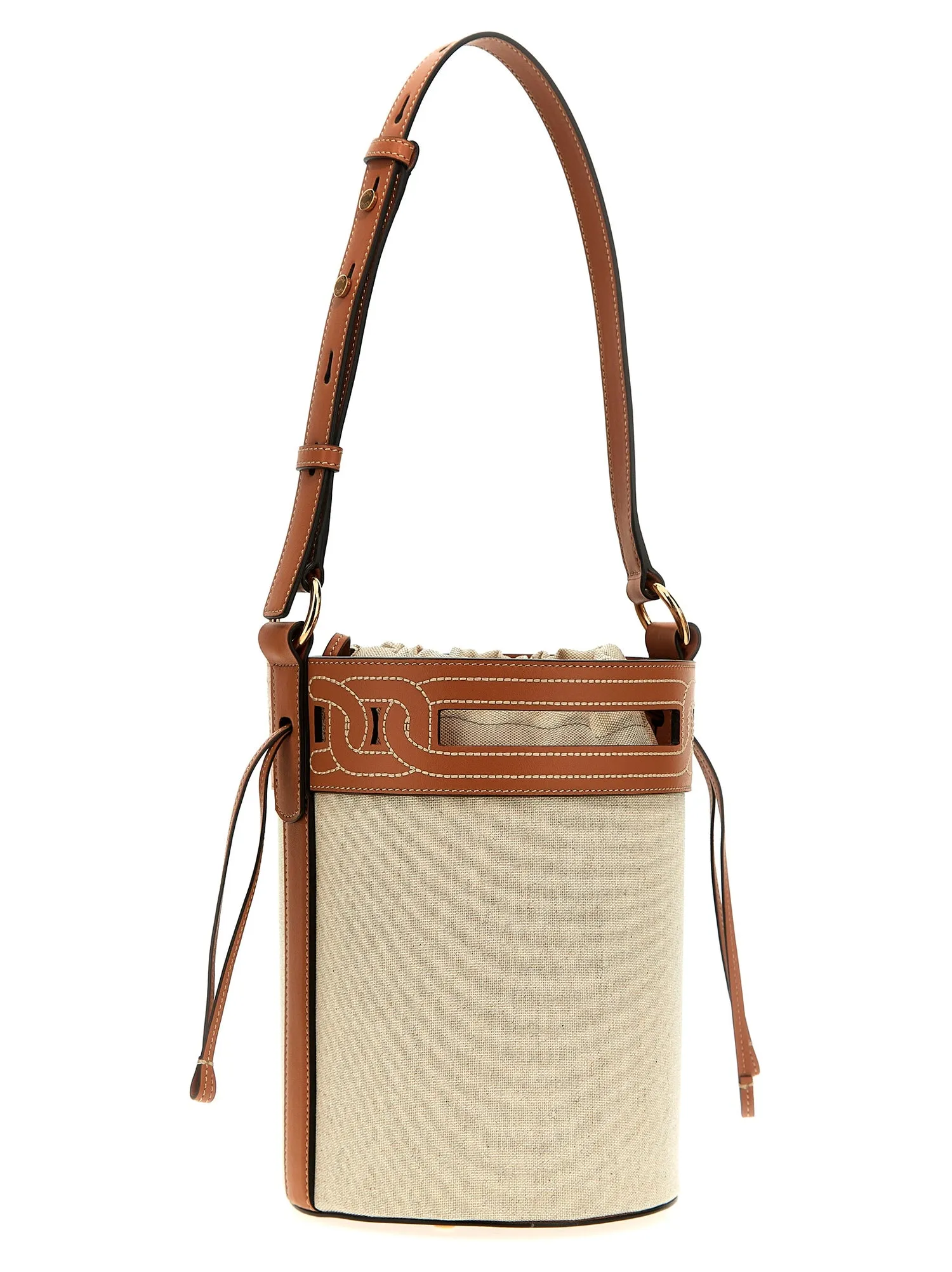 Tod's    Tod's Leather Canvas Bucket Bag