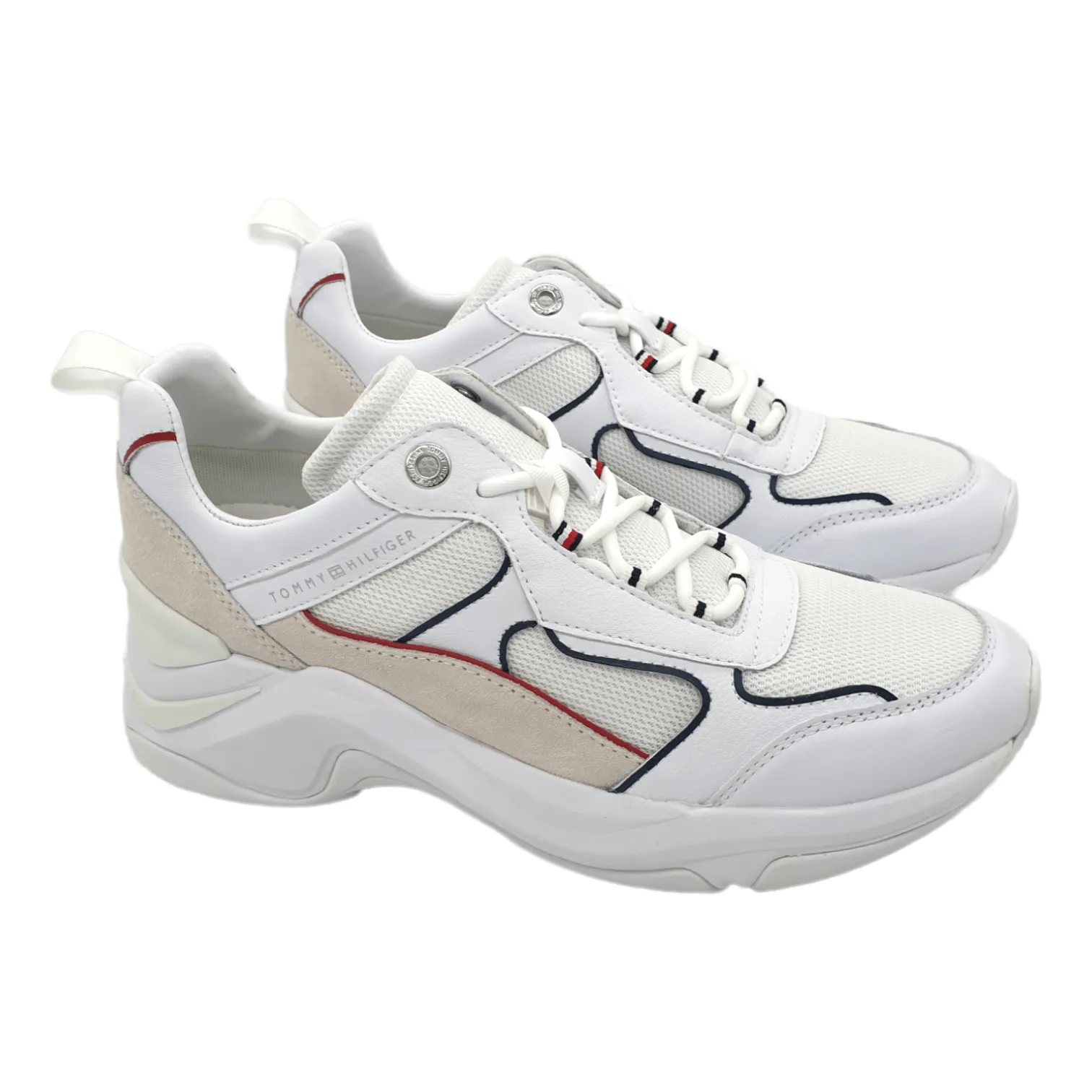 Tommy Hilfiger White & Cream Leather Trainers