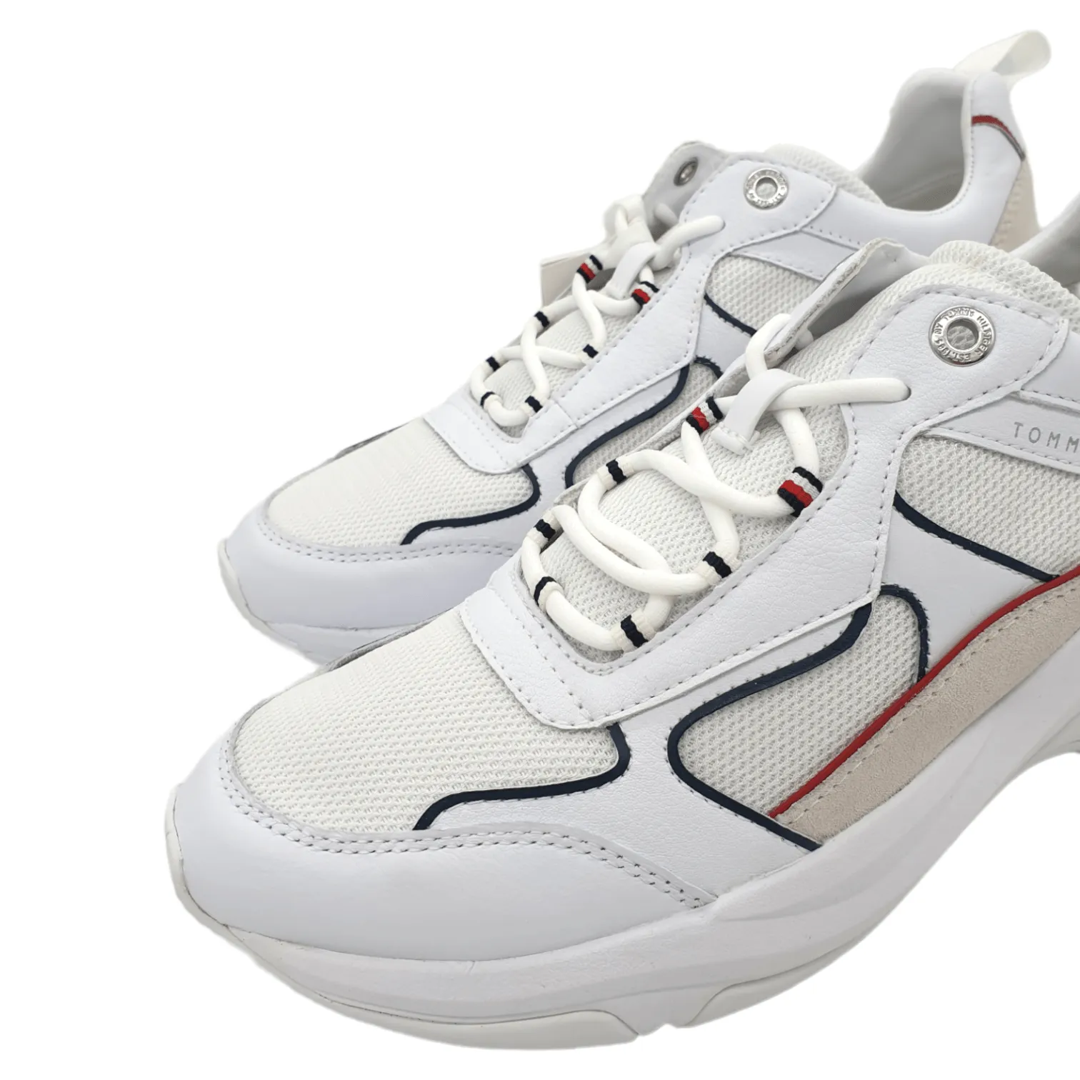 Tommy Hilfiger White & Cream Leather Trainers
