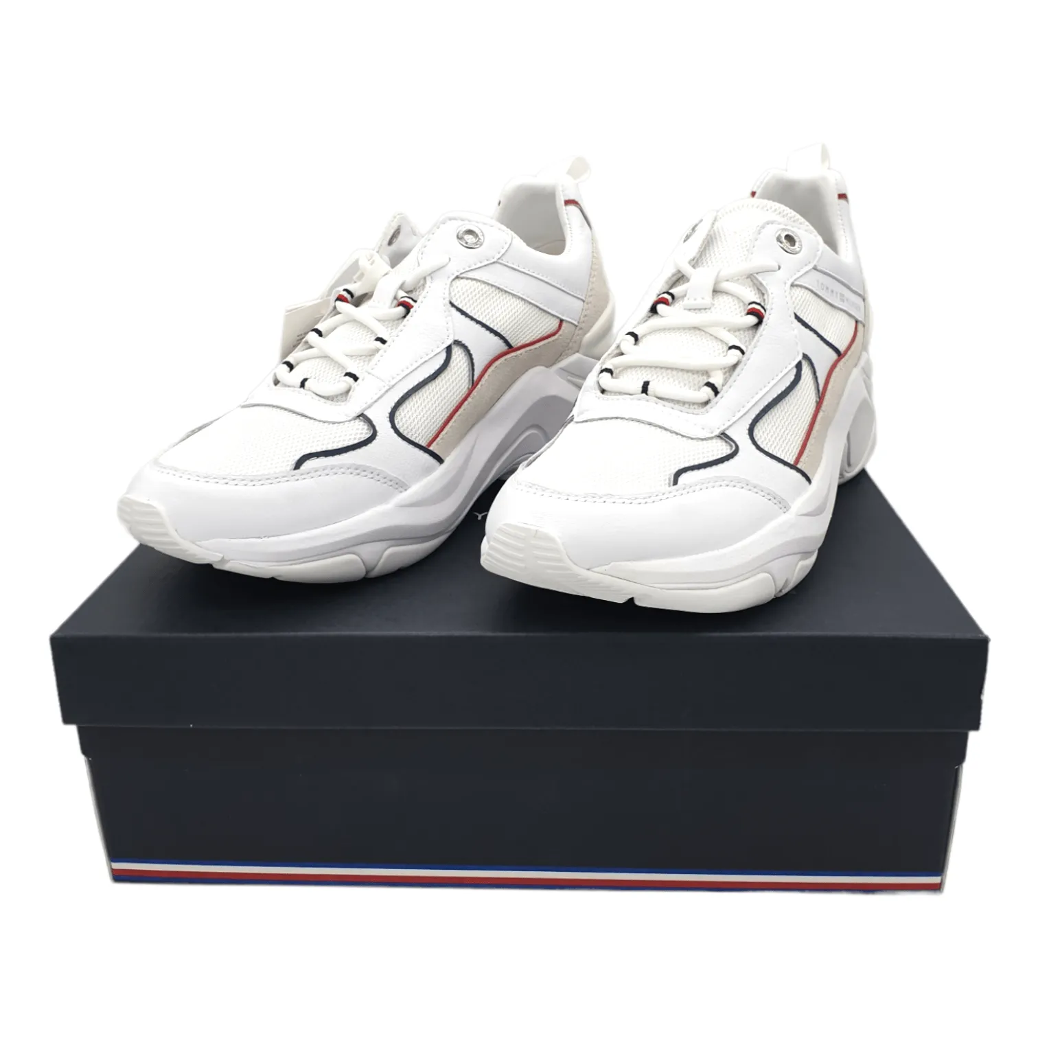 Tommy Hilfiger White & Cream Leather Trainers