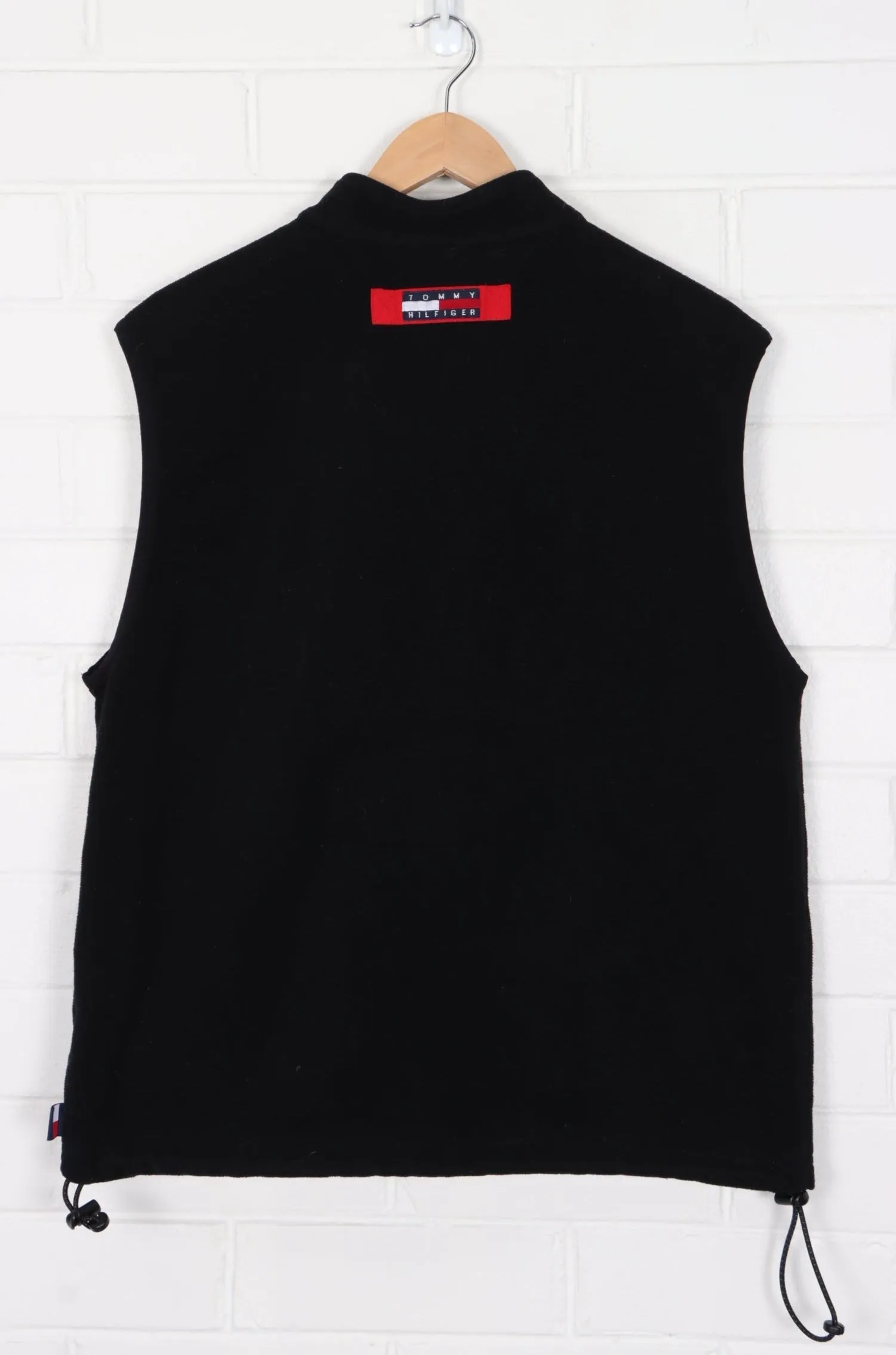 TOMMY HILFIGER Zip Pockets Black Fleece Vest (L)