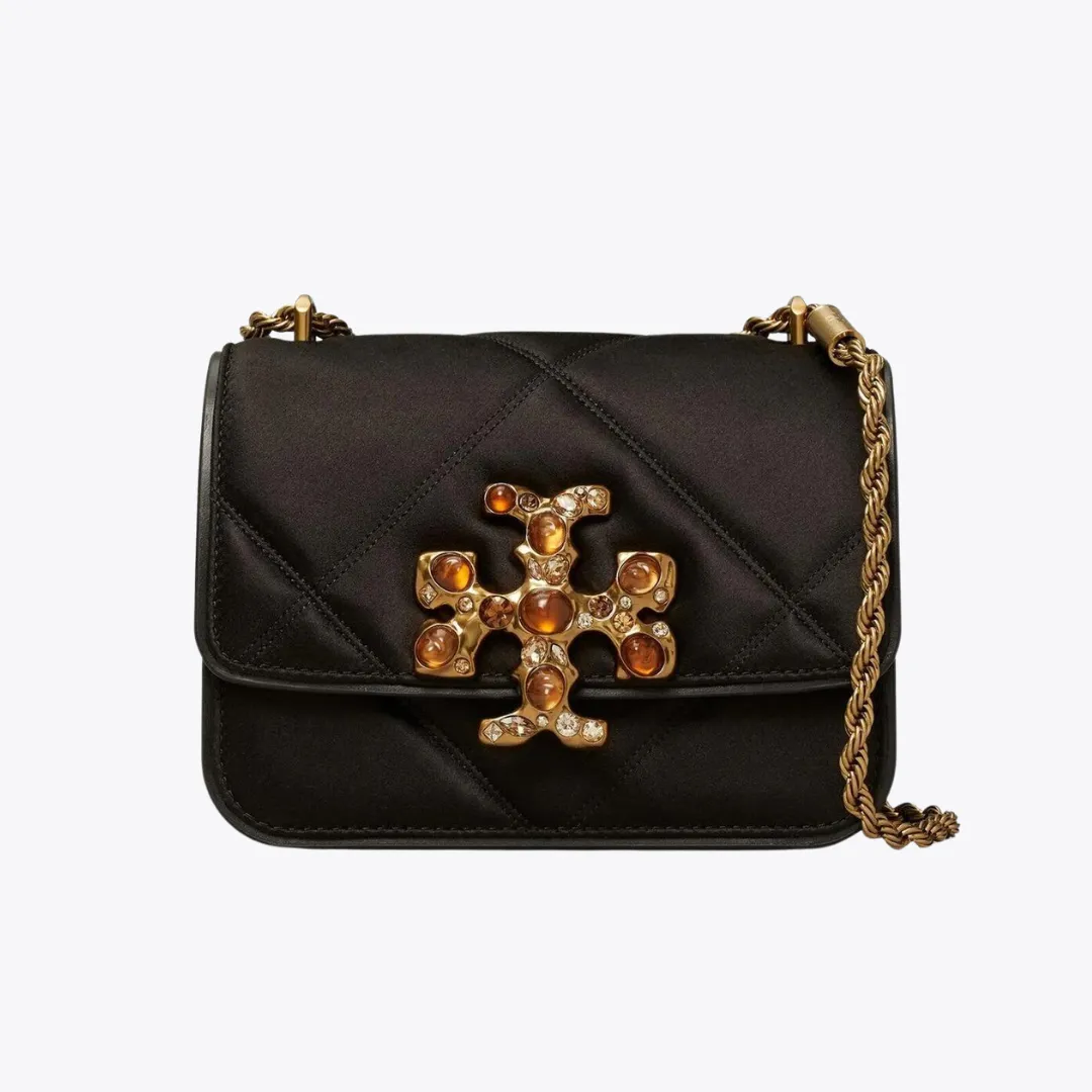 Tory Burch Small Eleanor Satin Shoulder Bag Black