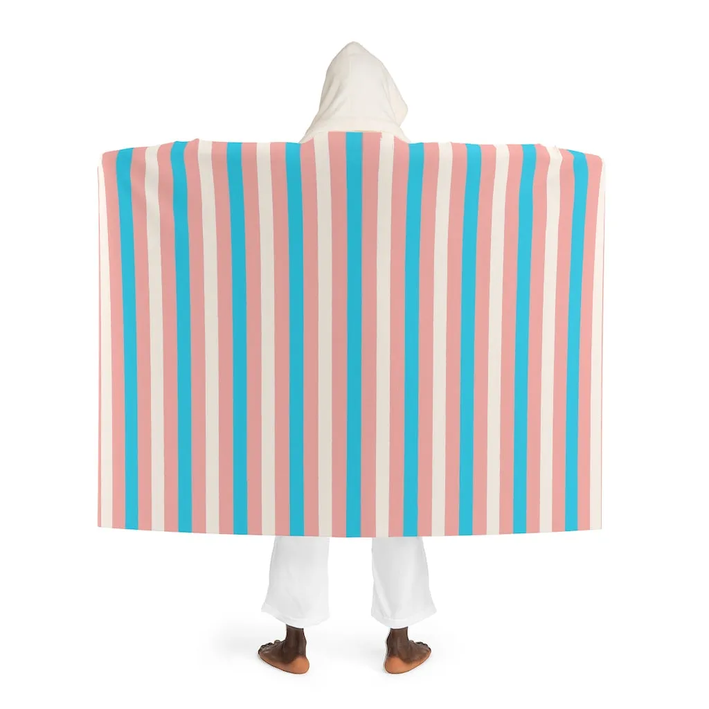 Trans Coloured Candy Stripe Pride Hooded Sherpa Fleece Blanket