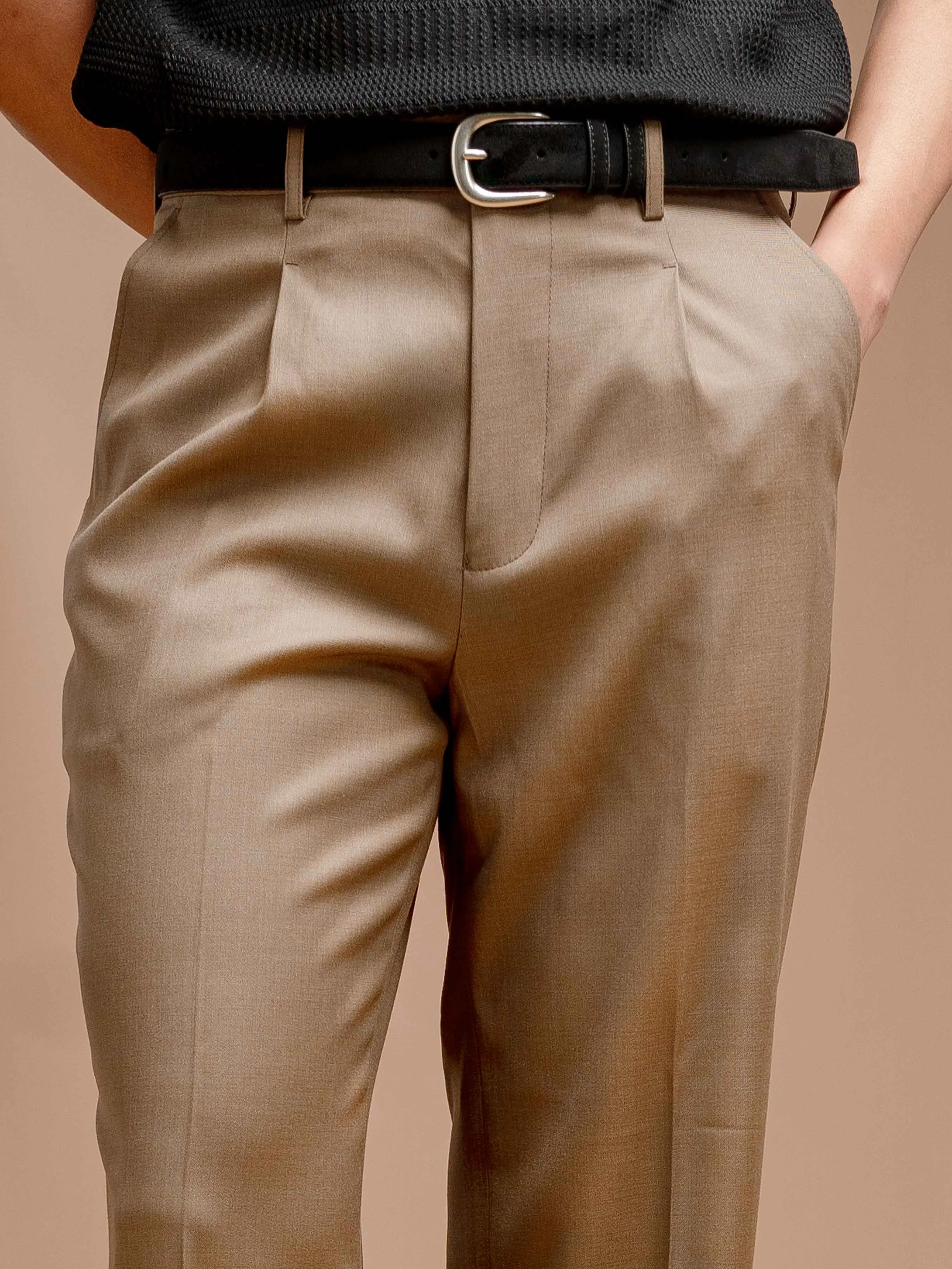 Trousers With Belt Loop - Khakis Plain (Wide Fit)