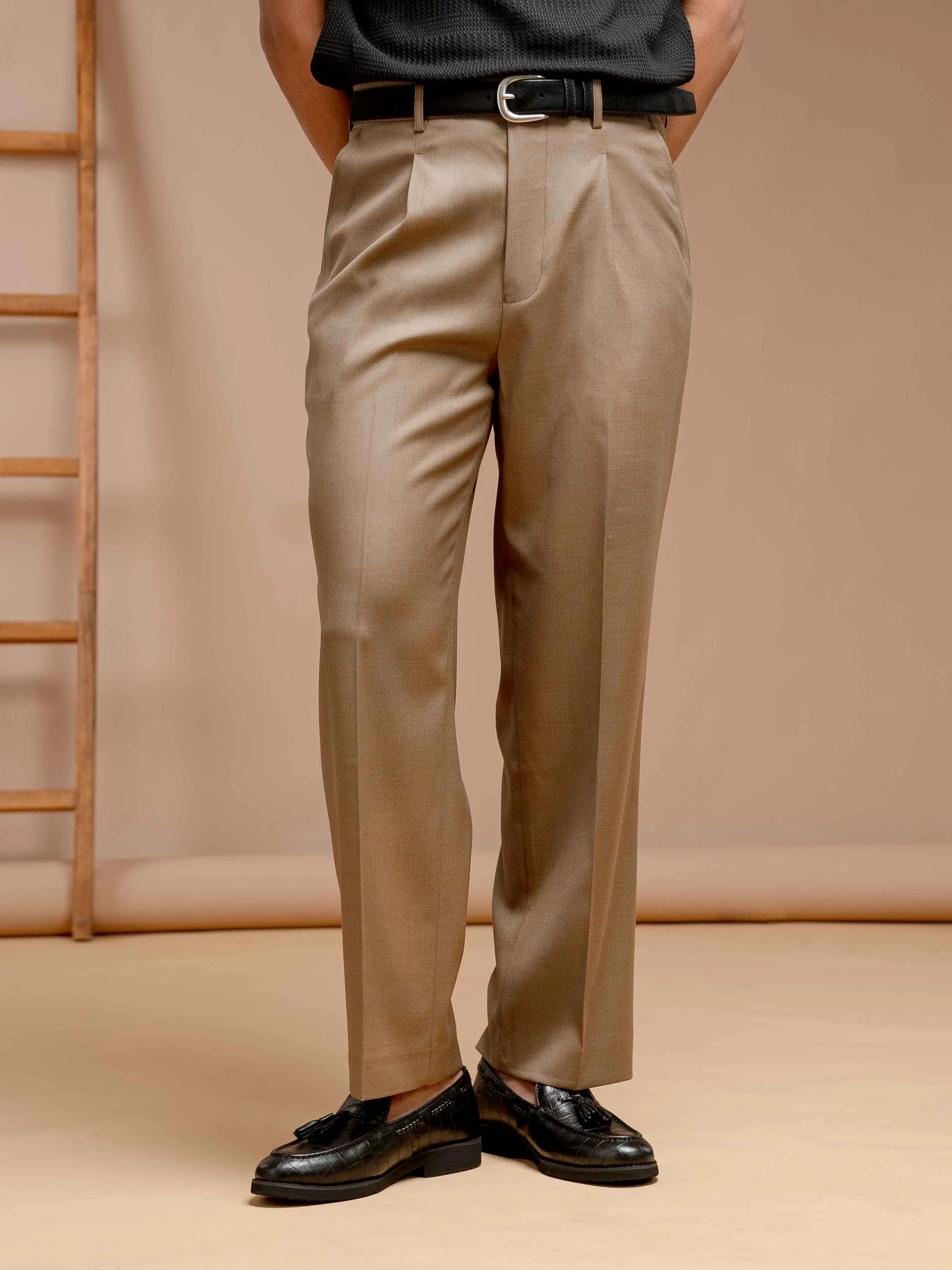 Trousers With Belt Loop - Khakis Plain (Wide Fit)