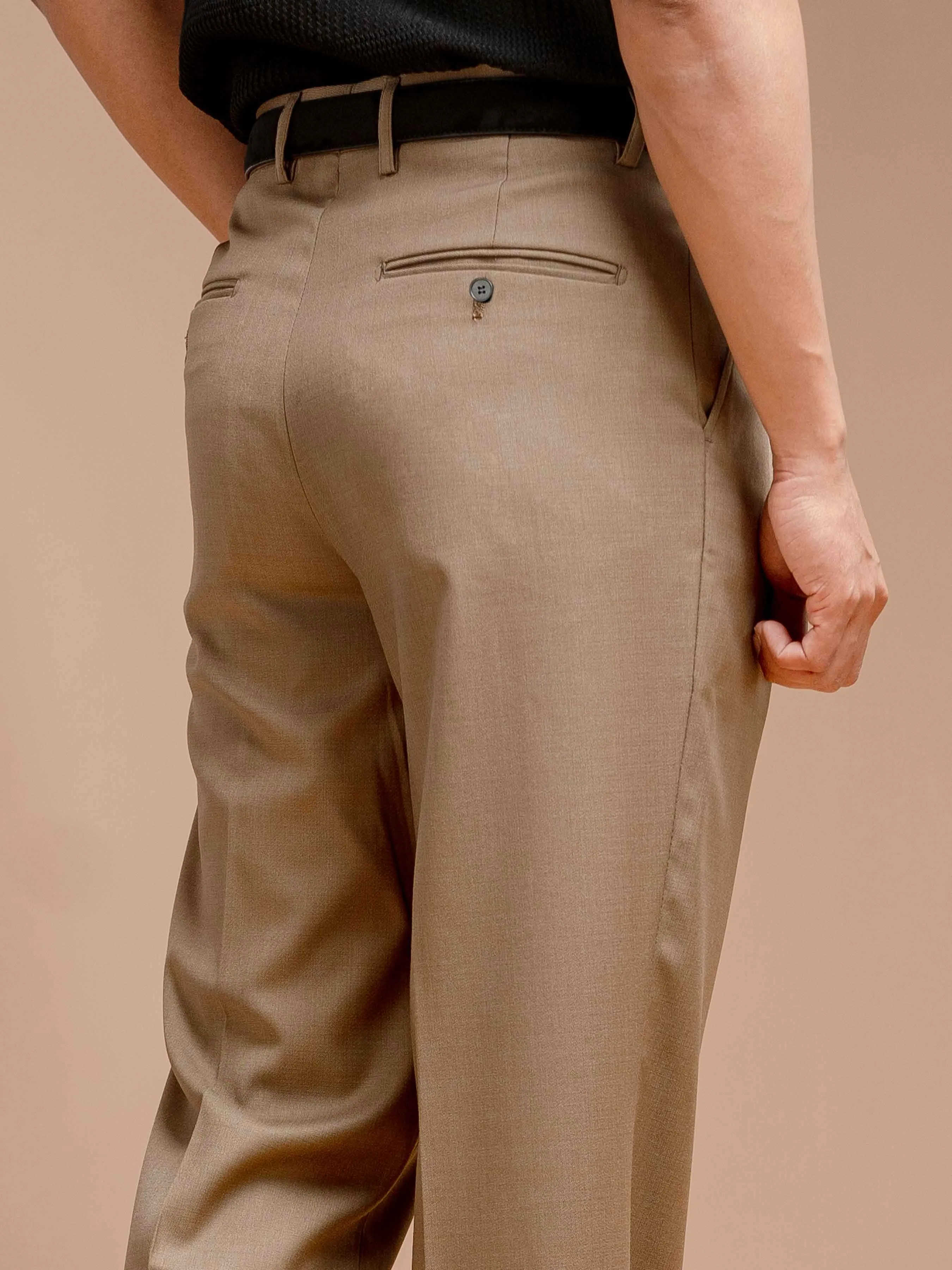 Trousers With Belt Loop - Khakis Plain (Wide Fit)