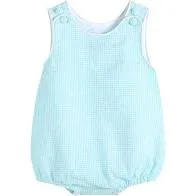 Turquoise Seersucker Basic Bubble Romper