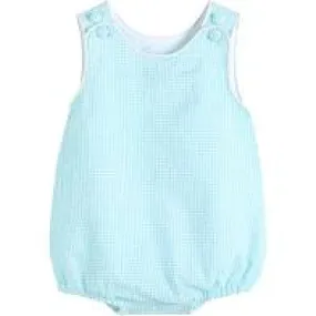 Turquoise Seersucker Basic Bubble Romper