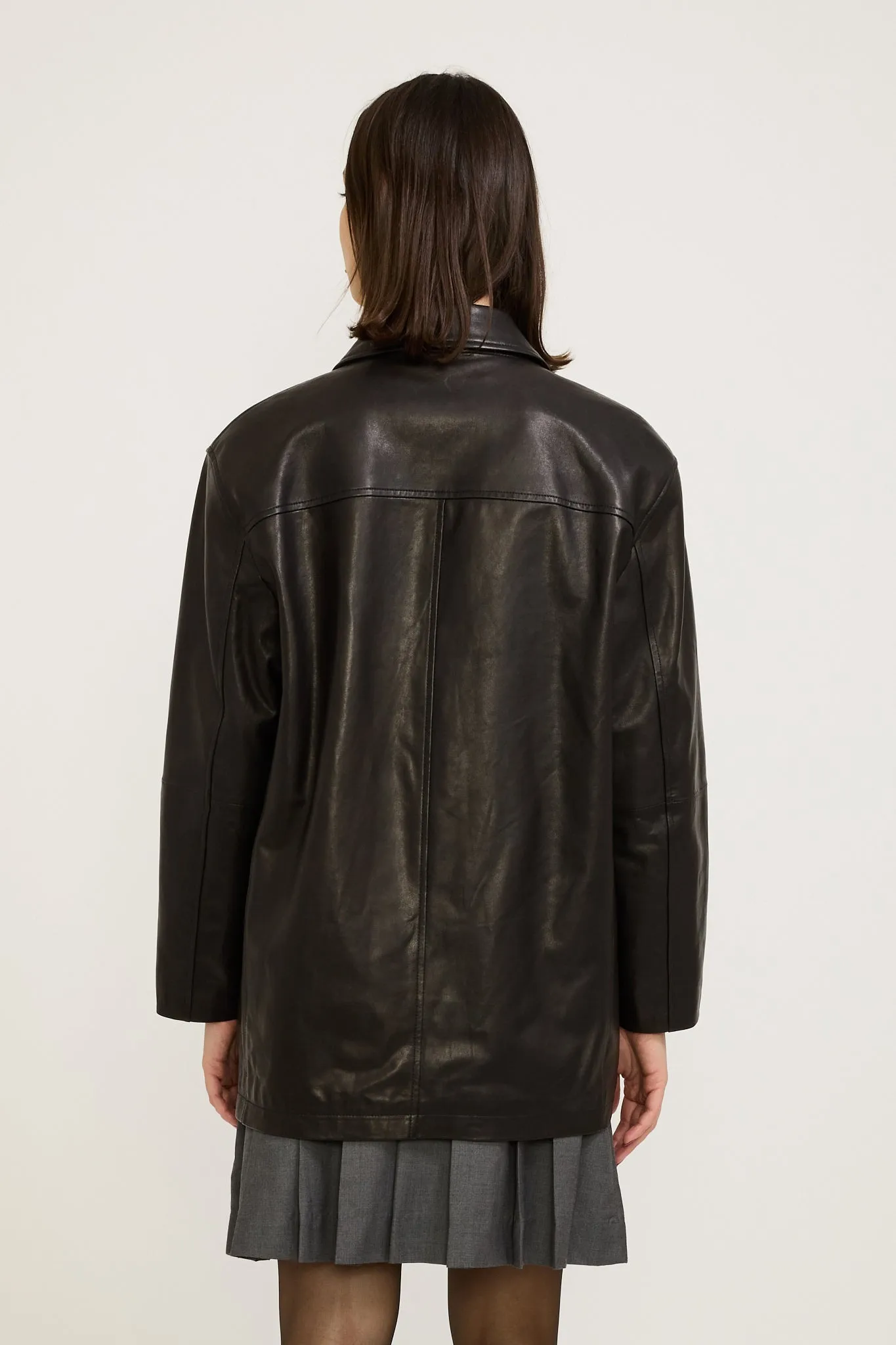 Unisex Half Leather Jacket Black