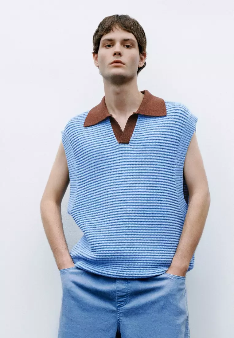 Urban Revivo Knitted Vest With Polo Collar