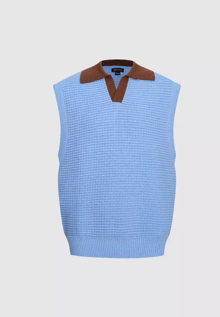 Urban Revivo Knitted Vest With Polo Collar