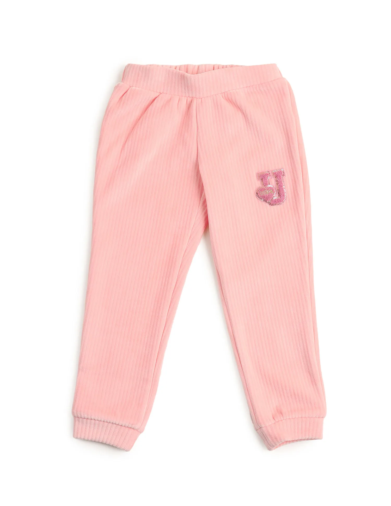 U.S. Polo Assn. Kids Girls Appliqued Regular Fit Joggers