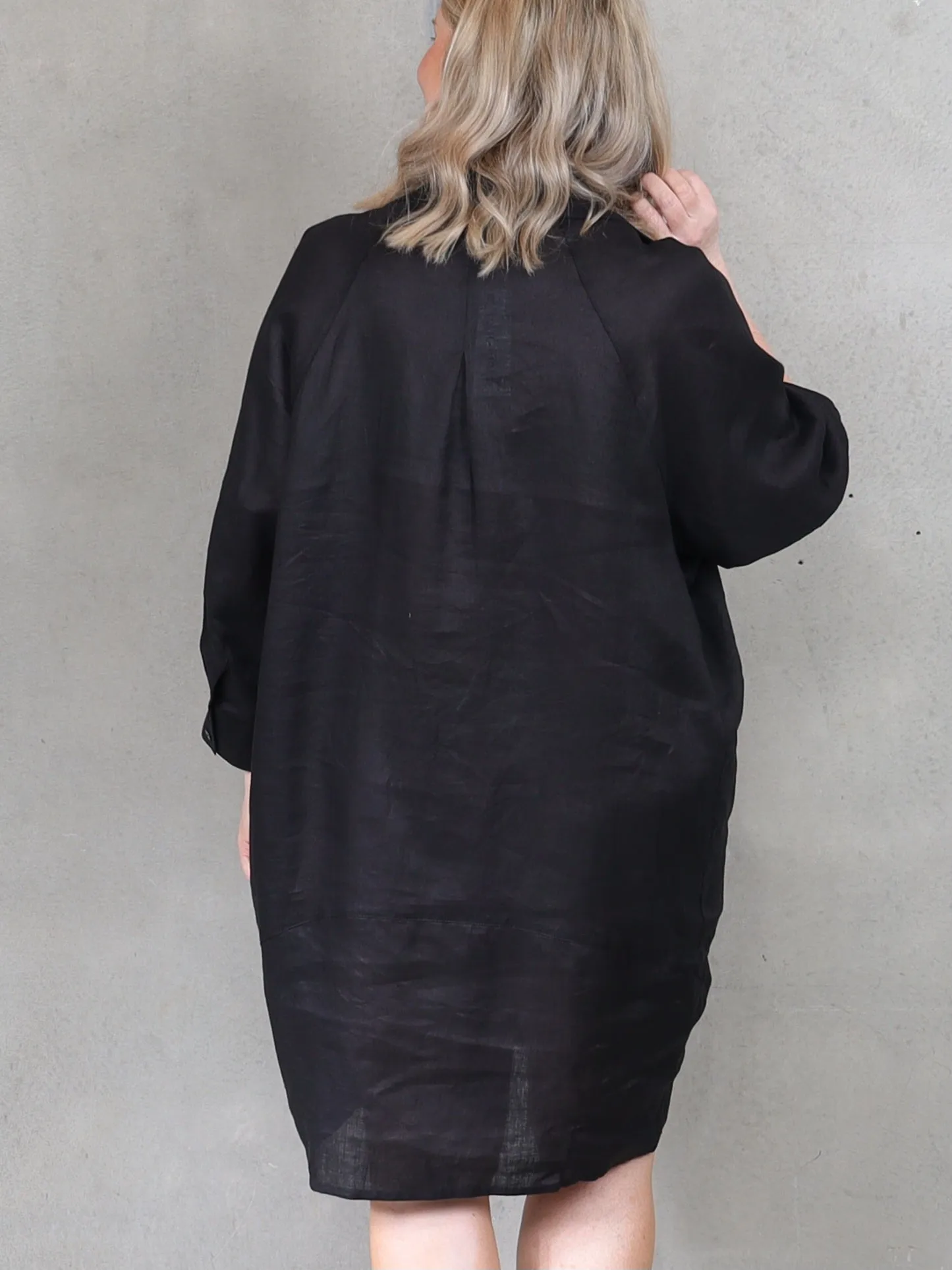 Valencia Linen Shirt Dress - Black