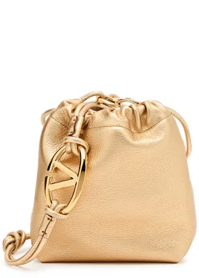 VALENTINO GARAVANI VLogo Pouf mini metallic leather shoulder bag -                         -                     -              