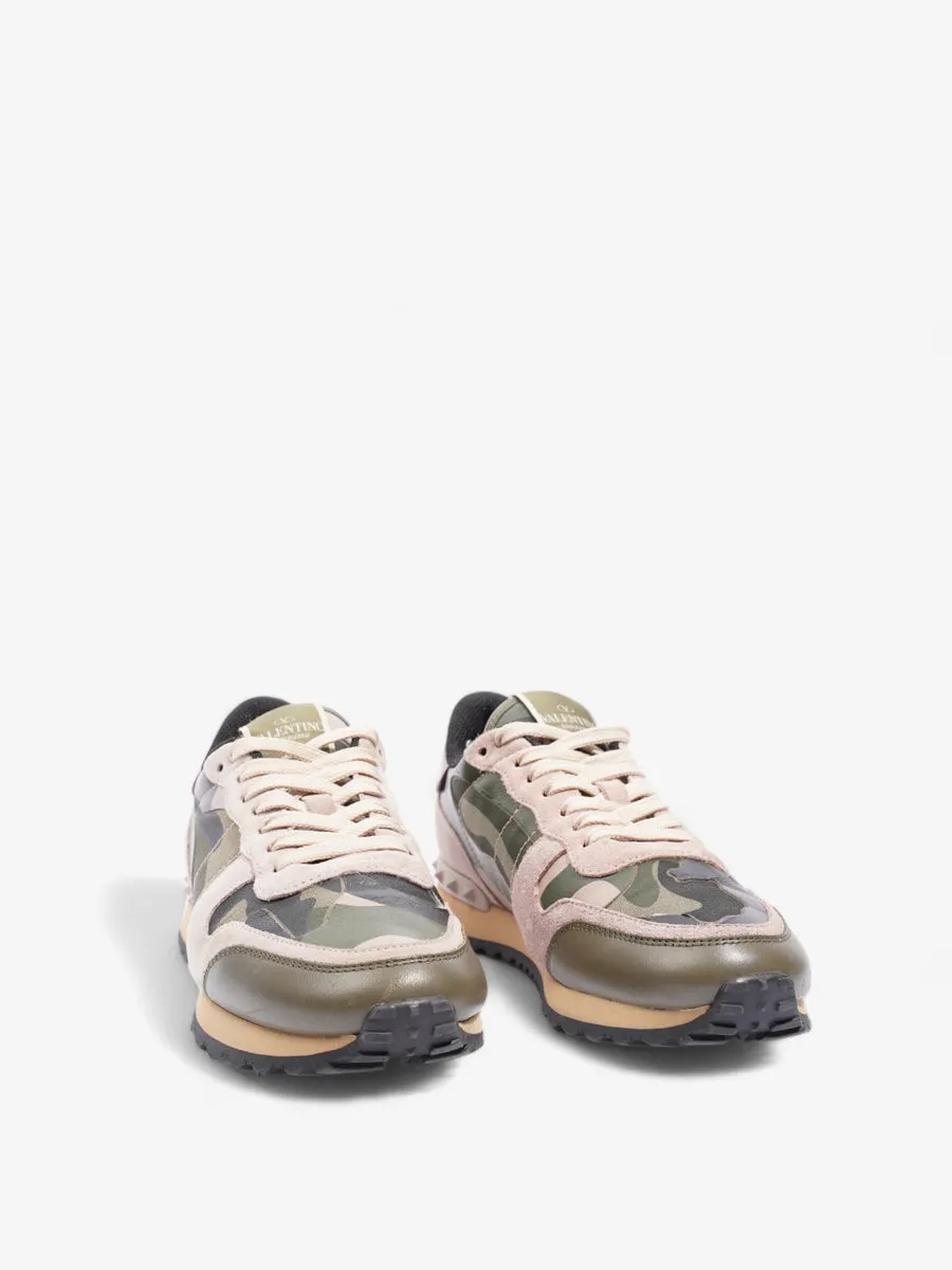 Valentino Rockrunner Sneakers  Army Green / Dusty Pink  Suede EU 37 UK 4