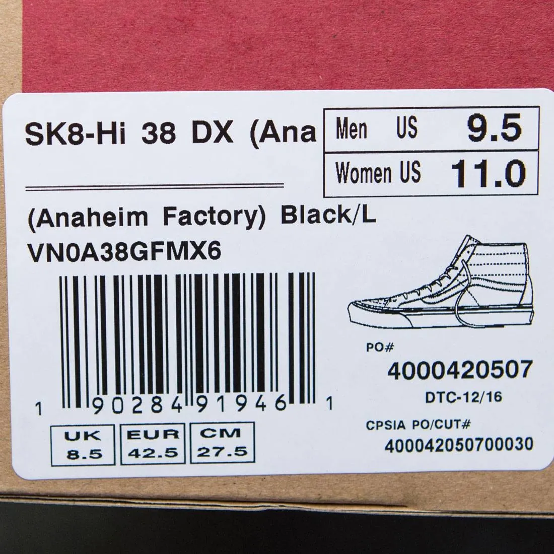 Vans Men SK8-Hi 38 DX - Anahiem Factory Collection (gray / black)