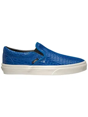 Vans Unisex Snake Leather Classic Slip-On Skate Shoe-Blue-5.5