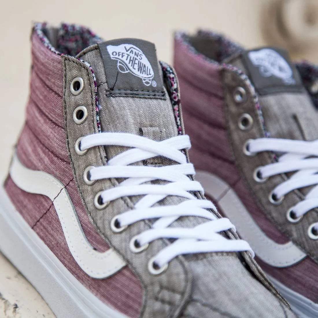 Vans Women Sk8-Hi Slim Zip - Floral Chambray (gray / true white)