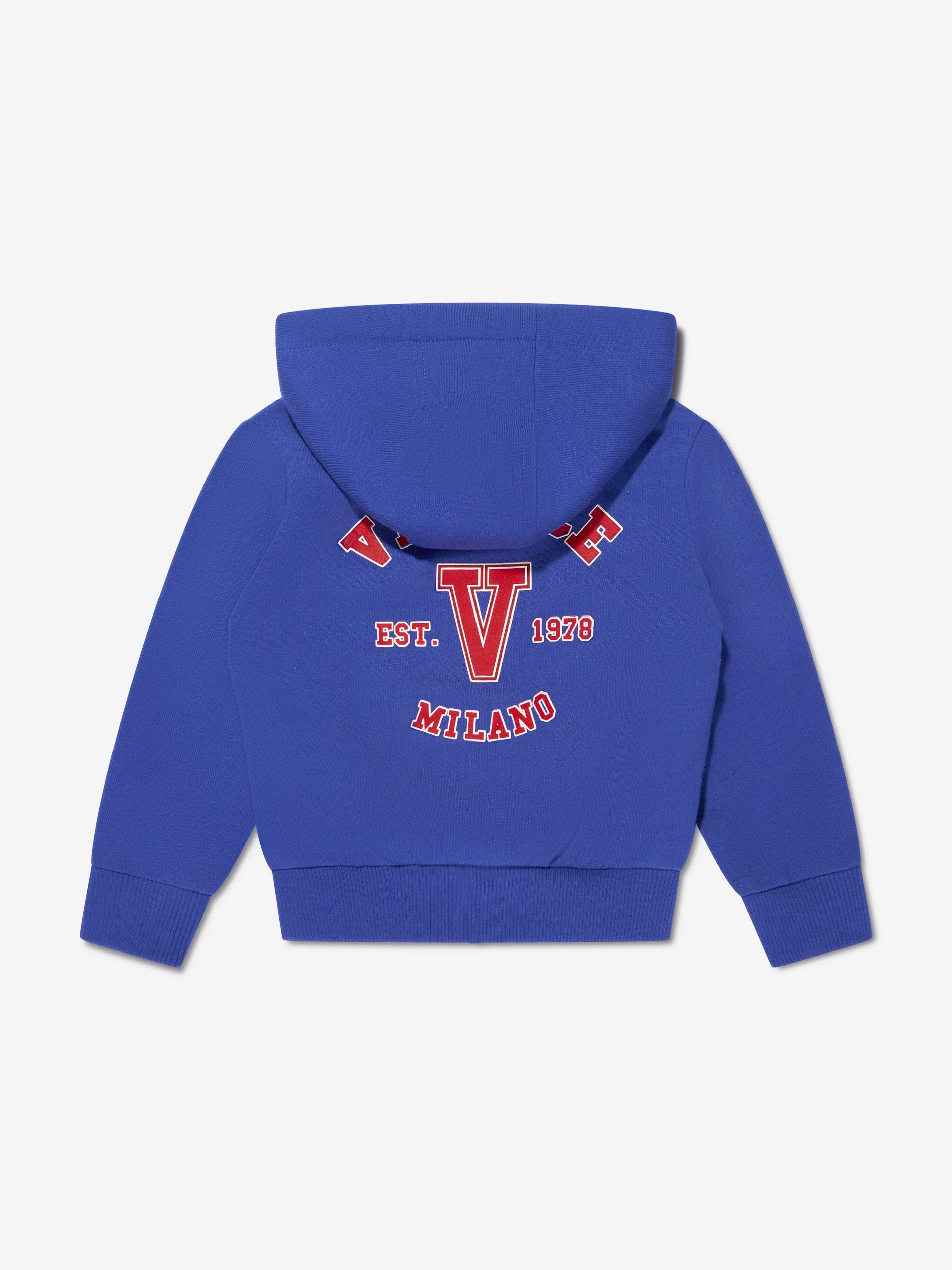 Versace Baby Boys Logo Zip Up Hoodie in Blue