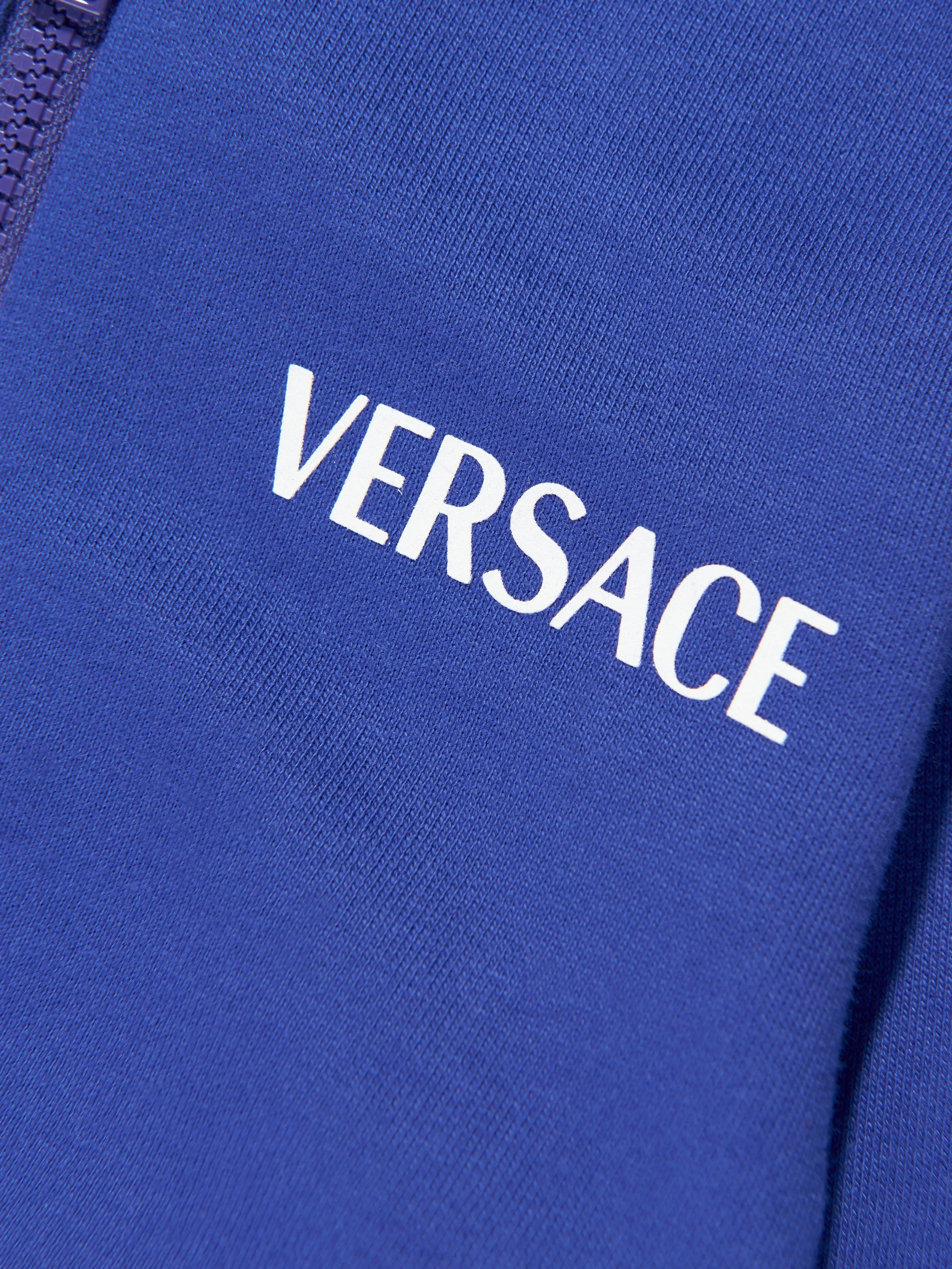 Versace Baby Boys Logo Zip Up Hoodie in Blue