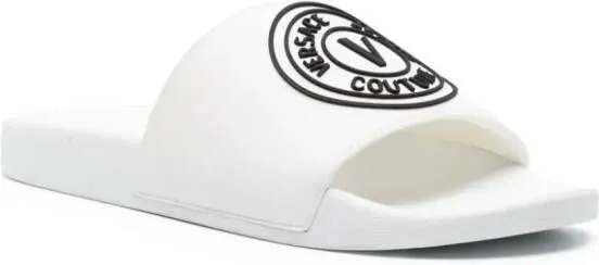 Versace Jeans Couture V-Emblem moulded-footbed slides White