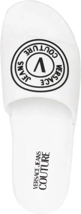 Versace Jeans Couture V-Emblem moulded-footbed slides White